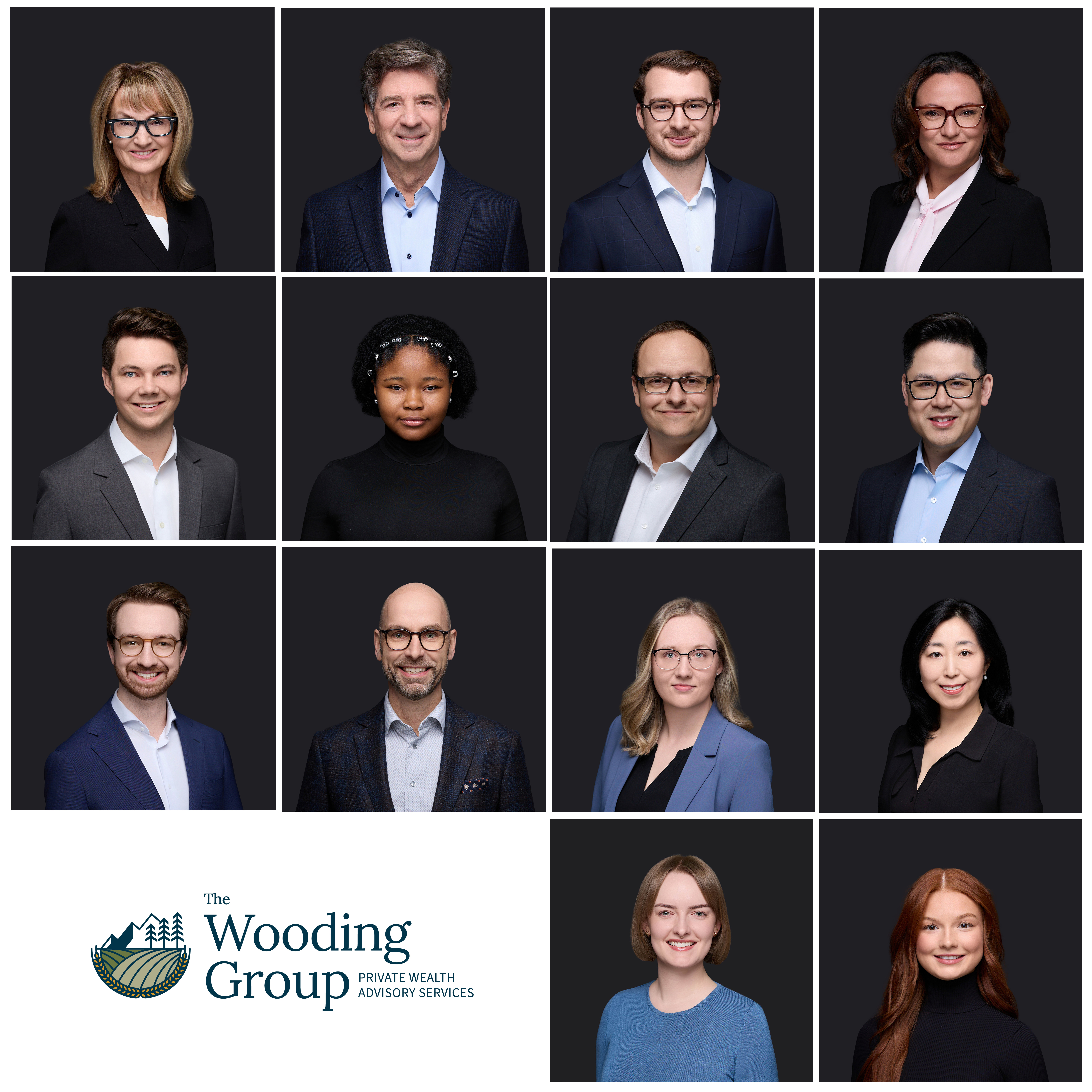 Collage of The Wooding Group team in a grid